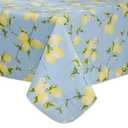 Walrus Heavy Duty Vinyl Tablecloth with Flannel Backing Waterproof Oil-Proof Plastic Table Cloth Stain-Resistant Wipeable Rectangle or Square Table Cover for Indoor and Outdoor (Lemon, 60x102 Inch)
