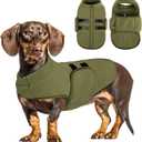 Queenmore Small Dog Sweaters, Soft Fleece Vest Pullover Dog Jacket with Leash Hole, Warm Winter Dogs Clothes Cold Weather Doggy Dachshund Sweater for Small Doggy Cats Boy or Girl (Army Green, S)