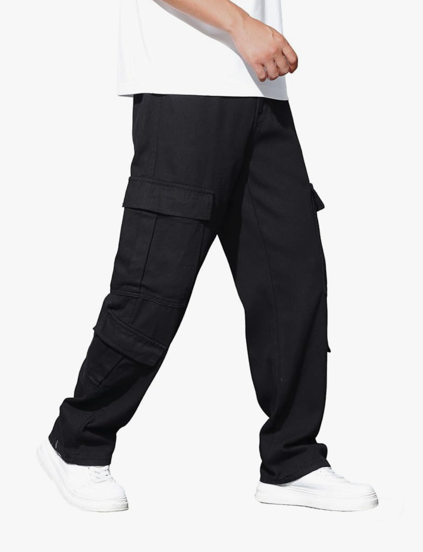 Baggy Denim Cargo Pants for Men with Pockets Mid Weight Wide Leg Hip Hop Skater Jeans Streetwear XL