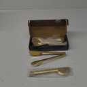 Gold Stainless Steel Serving Utensil Set, 17 Pcs, with Large Slotted/Spoon/Forks/Soup Ladle/Tongs/Pie Server/Butter Knife for Parties/Kitchen/Buffet/Catering