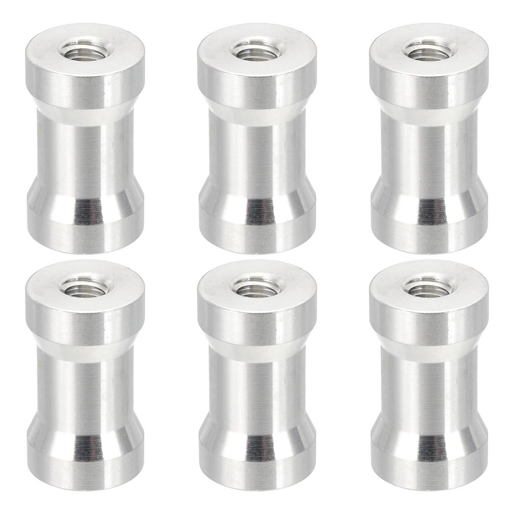 PATIKIL Camera Spigot Screws Converter 1/4" to 1/4" Female to Female, 6 Pack Tripod Screw Adapter Spigot Stud for Light Stand Hot Shoe Cold Shoe Adapter Ball Head Flash, Silver