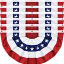 6 Pack 3x6 FT American Bunting Flag, USA Pleated Fan Flag Patriotic Half Fan Banner 4th of July Decorations Outdoor Memorial Day Decor Fourth July Independence Day Outside Red White and Blue Decor
