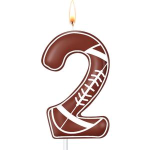 Tondiamo Football Birthday Number Candles Football Birthday Candle Sports Candles for Cake Topper for Boys Girls Kids Party Supplies Anniversary Celebrations Decorations(Number 2)