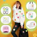 Yilloog 50 Pcs Self Adhesive Chenille Letter Patches Paw Print Smile Face Heart Patch Preppy Sticker Rainbow Sew on Sticker for Clothing Hats Bags Jackets Jeans(Colorful Style,Rainbow Color)