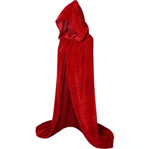 VGLOOK Unisex Adults Hooded Cloak Velvet Cape for Halloween Cosplay Costumes (Large, Red)