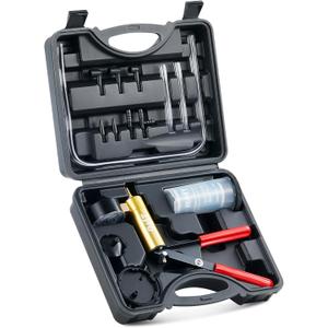 Orion Motor Tech Brake Bleeder Kit with Hand Pump and Pressure Gauge, Hand Vacuum Pump with Brake Bleeder Bottle Adapters Case & Gloves for One Person Brake Fluid Power Steering Fluid Bleeding (Black)