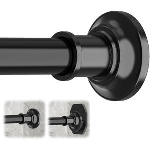 Tension Curtain Rod, Extra Long Outdoor Curtain Rod 43-120 Inch Adjustable, 1.1 Inch Diameter Thick Heavy Duty Black Shower Curtain Rod, Stainless Steel Shower Rod for Bathroom No Drilling, No Rust