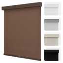 Joydeco 100% Blackout Roller Shades Cordless Blinds for Windows, Free-Stop Shades, UV Protection, Natural Woven Blinds for Home and Office, Light-Proof Aluminum Cover (22" W x 75" H, Coffee)