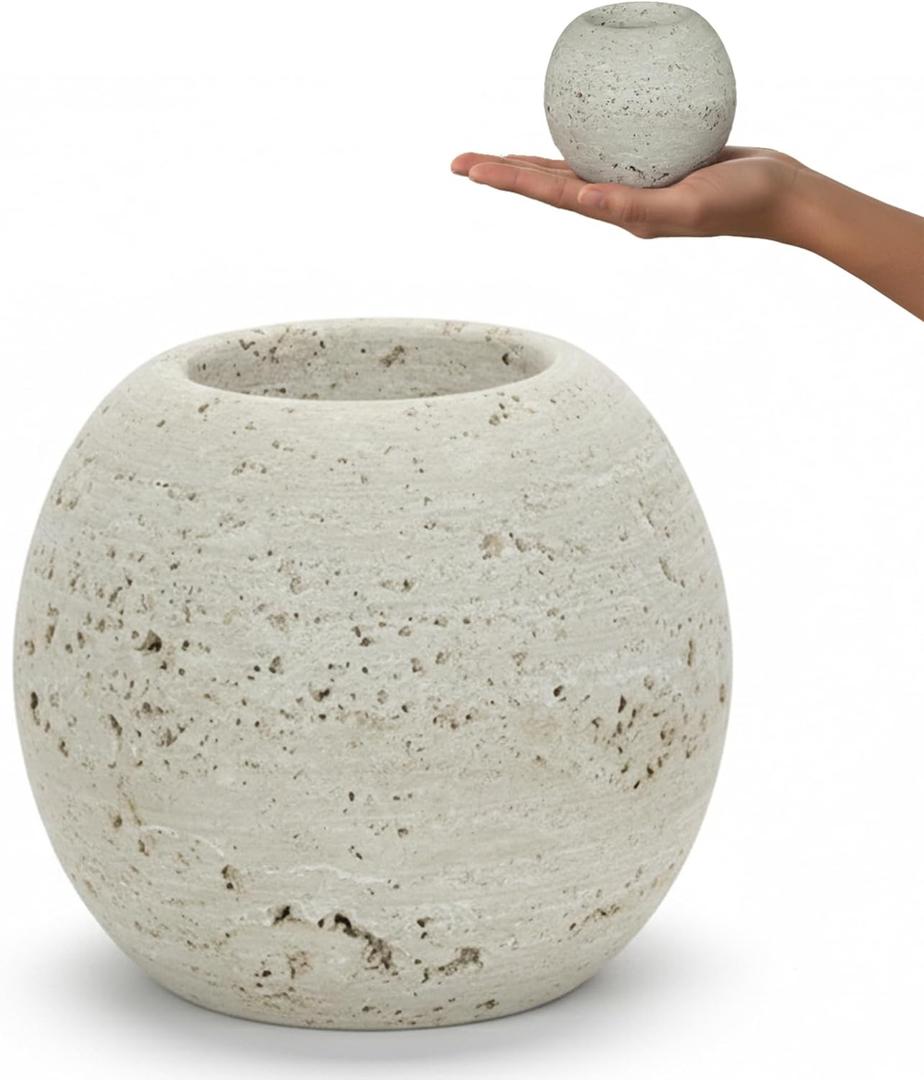 3.5" Marble Tealight Candle Holder Travertine Decorative Votive for Elegant Centerpiece Table Aesthetic Mini Holders for Tabletop