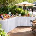 17ft Length Glitter White Table Skirt Rectangle Tables, Wrinkle Free Pleated Ruffle Table Cloth Desk Skirts for Weddings Birthday Party Stage Banquet Dining Table Decorations (204" x 30" (17FT))