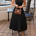 ZESICA Women's Summer Strapless Cocktail Dresses 2026 Elegant Off Shoulder Flowy A Line Wedding Guest Party Midi Dress (Black, XL)