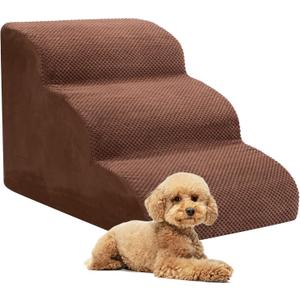 Dog Stairs for Small Dogs, 3 Tiers High Density Foam Dog Ramp, Extra Wide Non-Slip Pet Steps for High Beds Or Couch, Soft Foam Doggie Ladder for Dogs Injured, Older Pets, Small Cats