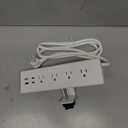 Jgstkcity Desk Clamp Power Strip,20W Fast Charging Station,Surge Protector Nightstand Edge Mount,1875W Extension Cord with Multiple Outlets,2 USB-C,2 USB-A,for Home Office (White, 6 FT)