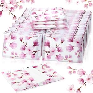 Geyee 50 Packs Facial Tissue Travel Packs Disposable Pocket Tissues for Wedding Guest Travel School Purse Home Supplies, 500 Sheets 3 Ply(Pink Magnolia)