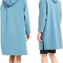 Waterproof Swimming Parka, Windproof Fleece Lined Surf Poncho Coat, Water Resistant Oversized Jacket for Swimming, XL