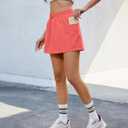 luvamia Skorts for Woman High Waisted Pull On Elastic Waist Cargo Pockets Quick Dry Hiking Tennis Sports Skirt Shorts (Red, XXL)