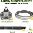 42 Inch Deck Rebuild Kit Fit for John Deere L100 L105 L107 L108 L110 L111 L118, with 2 Spindles GY20050 GY20785, 2 Blades GX20433 GX20249 GY20567 M128485, 1 Belt GX20072 GY20570