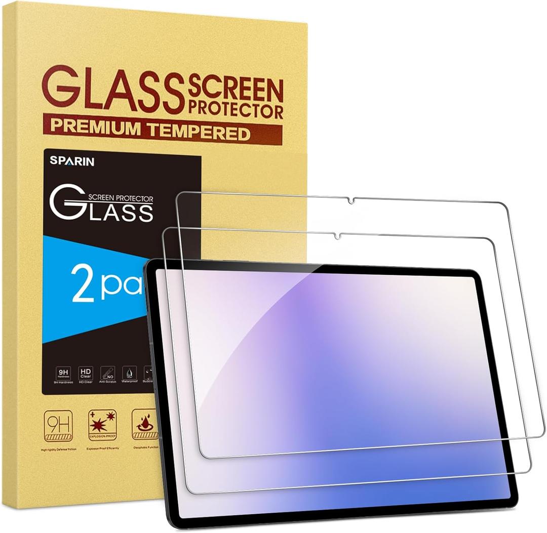 SPARIN 2 Pack Screen Protector for Samsung Galaxy Tab S10 Plus 2024/S9 Plus/S7 FE 5G/S8+/S7+ (12.4 Inch), Tempered Glass S Pen Compatible, Case Friendly