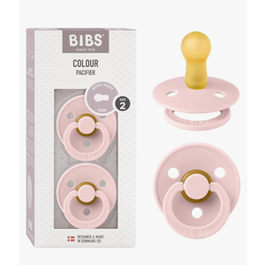 Bibs Colour Pacifier 2-Pack | BPA Free Soother, Round Nipple. Natural Rubber Latex,