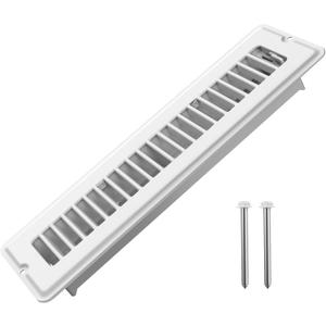 Floor Register 2x12, 1 Pack Floor Vents with 2 Pack Screws for Quick-Fit, White Vent Covers for Home Floor & Wall, Heavy Duty Metal Face & Air Supply Lever for Quiet Adjustable Return Air Grilles