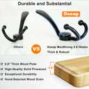 Dseap Coat Rack Wall Mounted - 24" Long 6 Tri Hooks, Heavy Duty Wooden Wall Coat Hanger Coat Hook for Clothes Hat Jacket Clothing, Natural and Black, Pack of 2