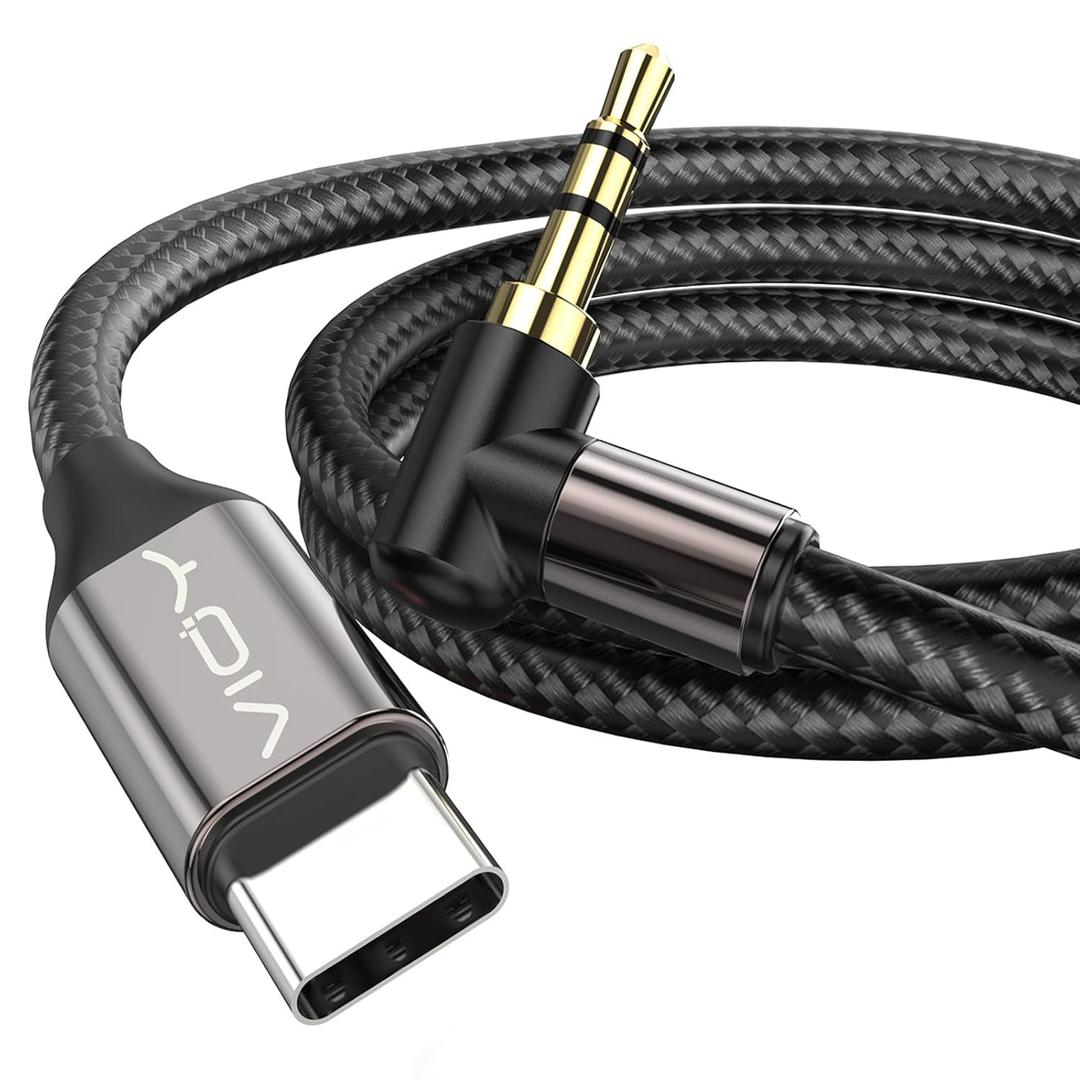 VIOY USB C to Aux 10 FT, Type C to 3.5mm Male Aux Cord for Car 90 Degree, USB-C to Headphone Stereo Cable Compatible with iPhone 16/15/Plus/Pro/Pro Max, Galaxy, iPad/Pro/Air