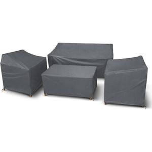 STARTWO Outdoor Furniture Cover Waterproof, 4 Piece Patio Furniture Set Cover for Outside Couch, Lawn Chairs, Coffee Table, Windproof with Buckle Strap, Grey