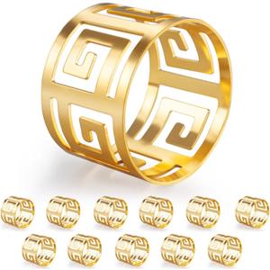 Luxurious Hollow Out Design Napkin Rings Holder Elevate Your Dining Experience with Exceptional Craftsmanship Set of 12 for Wedding Dinning Birthday Parties (Gold)