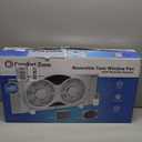Comfort Zone Window Fan for Bedroom, 9 inch 3 Speed Dual Fans with Auto-Locking Expanders, 3 Modes (Cool, Circulate, Exhaust), Remote Control, Fabric Cover plus Bug Screen, White, 9" Twin Window Fan W/ Remote