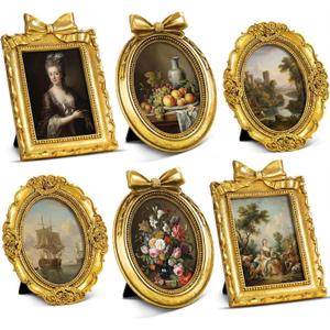 Vicenpal 12 Pcs Tiny Vintage Ornate Picture Frames 4 x 6 Inch Gold