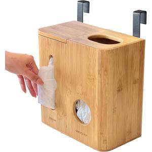 Trash Bag Dispenser & Grocery Bag Holder - The Original 2 in 1 Plastic Bag Holder for Grocery Bags and Garbage Bags - Under Sink Organizers and Storage/Wall Mounted/Pantry - Fits 13 Gallon