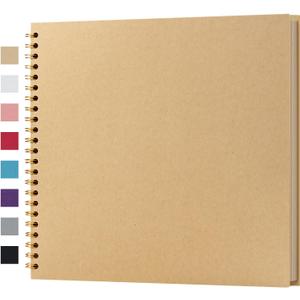 potricher 12 x 12 Inch DIY Scrapbook Album 40 Pages Hardcover Kraft Paper Scrap Book Photo Albums Memory Book for Wedding and Anniversary Family (Yellow, 12 Inch)