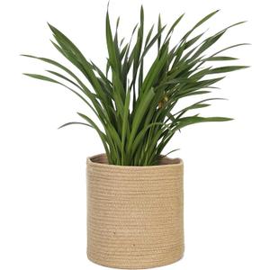 MEGASKET Woven Jute Plant Basket, Wicker Basket Planter for 10 inch Pot, Round Indoor Tree Pot Cover, Small Boho Storage Bin Organizer, Rustic Baskets for Plants and Home Decor, 11X11