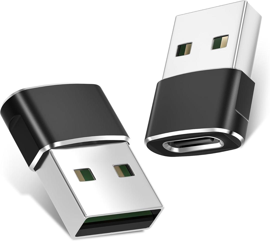 Basesailor USB to USB C Adapter 2Pack,Type C Female to A Male Power Adapter for iPhone 16 15 14 13 Mini Pro Max,CarPlay,Airpods,iPad Air 4 5,Samsung Galaxy Note 20 S24 24 S23 FE Plus Ultra,Google 9 8