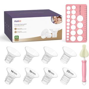 Nuliie 8PCS Silicone Flanges Insert Replacement Kit, Flange Sizing Kit 14/ 16/ 18/ 20mm for 24mm Flange/ Shield Breast Pumps, Pumping Essential Kit for Moms