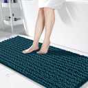 Yimobra Bathroom Runner Rug Mat 62 x 26, Non-Slip Soft Shaggy and Comfortable Large Size Chenille Bath Rug, Super Absorbent and Thick, Machine Washable, Long Bathroom Rug, Rustic Turquoise