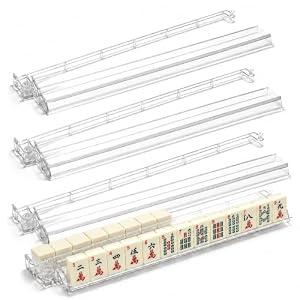 TitanLink American Mahjong Racks with Pushers – Set of 4, Easy Slide & Push for Smooth Gameplay (Clear)