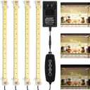 Mosthink Grow Lights for Indoor Plants Full Spectrum, 5500K LED Grow Lights Strips,Plant Lights for Indoor Growing with Auto Timer 3 6 12H,4 Packs in 1 (White)