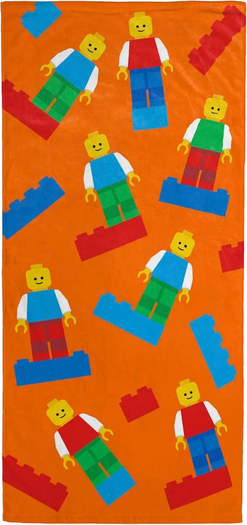 Jay Franco Kids Beach Towel - 100% Cotton Super Soft Absorbent Bath Towel, 28" x 58" Inch Lightweight for Travel, Official Licensed Product, Orange - LEGO