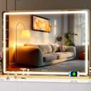 Hasipu Vanity Mirror with Lights, 39.4" x 30" LED Makeup Mirror, Lighted Makeup Mirror with Dimmable 3 Modes, Touch Screen Control Vanity Mirror Round Gold