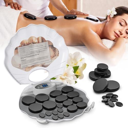 SLIMSTY Hot Stones Massage Set, 20 Pcs Basalt Hot Stones with Heater Kit, Massage Stones for Professional or Home spa, Relaxing, Healing, Pain Relief