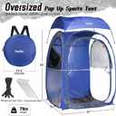 Oversized Pop Up Sports Tent, 47"x47"x63" Clear TPU Weather Pod, Portable Windproof & Rainproof Bubble Shelter for Cold Weather, Ideal for Stadium, Sideline, Soccer Games & Fishing (Blue)