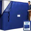 BAGAIL Mattress Bags for Moving, Mattress Covers with Heavy Duty Handles, Reusable Mattress Storage Bag for Moving Supplies(Navy, Queen)