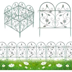 Decorative Garden Fence 4 PCS, 22.8in(H)x7.3Ft(L), Rustproof Metal Wire Border Animal Barrier for Dog Outside, Flower Edging for Yard Landscape Patio Outdoor Decor, Arched Garden Fencing, Retro