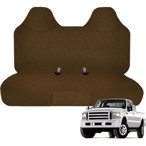 600D Thickened Waterproof Oxford Fabric Front Bench Seat Cover Exact for Ford F250 F350 F450 F550 1999 2000 2001 2002 2003 2004 2005 2006 2007 Super Duty Trucks Full Bench Seat Cover-Brown