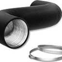 Flexible 8 Inch 16ft Aluminum Ducting-4 Layer Protection Dryer Vent Hose for HVAC Heating Cooling Ventilation and Exhaust, 2 Clamps Included