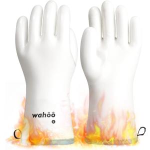LANON Protection Wahoo Liquid Silicone Smoker Oven Gloves, Food-Contact Grade, Heat Resistant Gloves for Cooking, Grilling, Baking, White, M/8