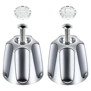 Enhon 2 Piece Shower Knob Replacement, Hot and Cold Faucet Knobs Compatible with Price Pfister Verve Tub Shower, Include 2 Faucet Handles and 2 Screws for Remodeling Trim Kit(Chrome)