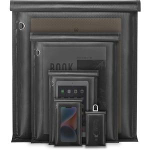 yaokvide Large Faraday Bags- 5 Pack Faraday Cages for Laptops & Tablets & Phones & Car Keys, Faraday Key Fob Protector, Fireproof & Waterproof Anti-theft Signal Blocking Pouch (5 Pack without Reflective Strip)