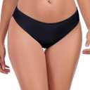 RELLECIGA Womens Low Rise Bikini Bottom Cheeky Swimsuit Bottom (Large, Black)